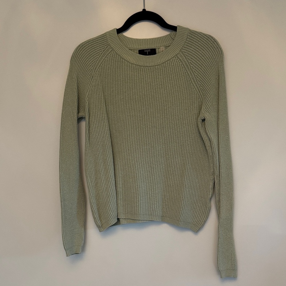 Tahari Sage Green Ribbed Sweater